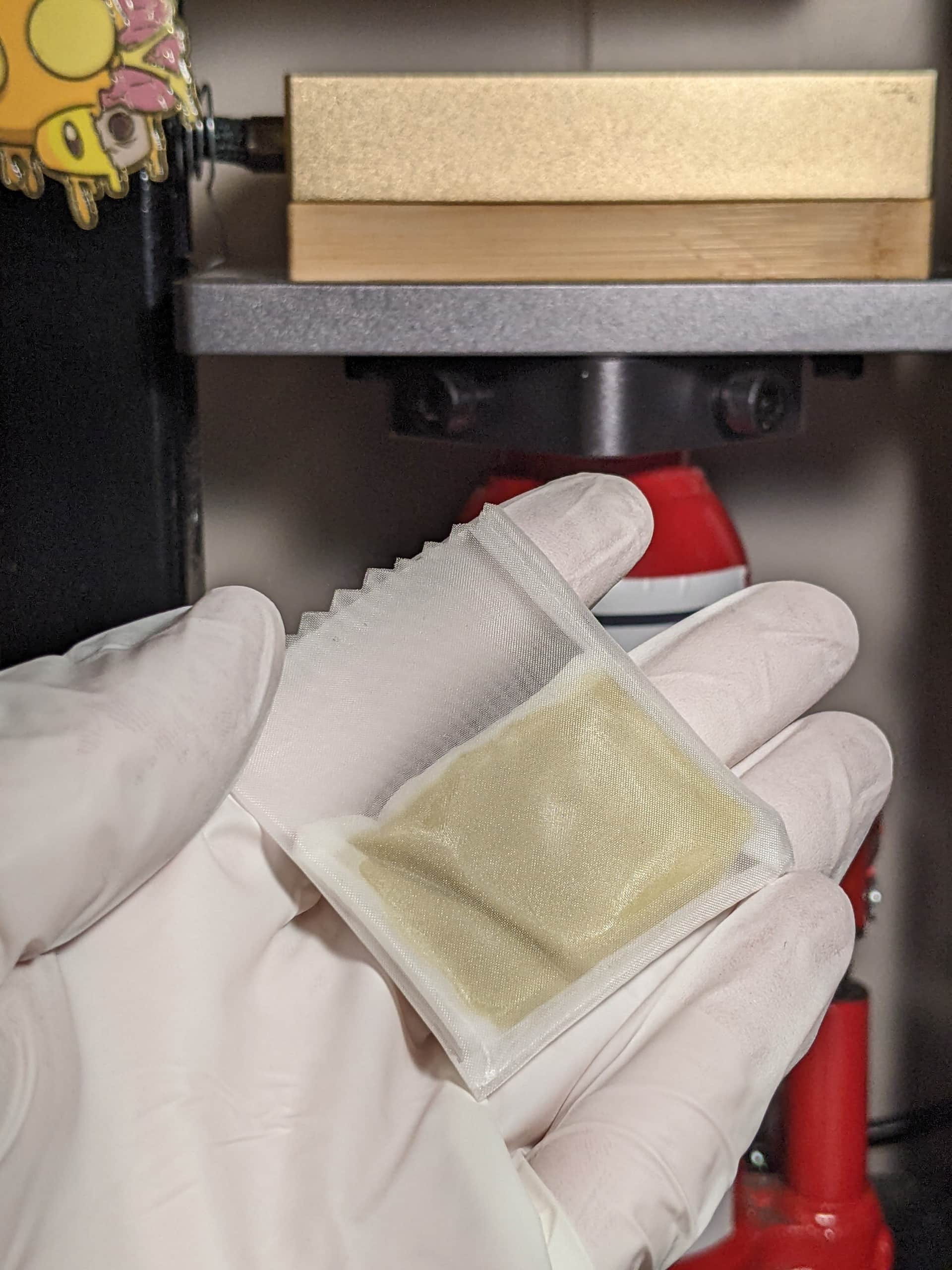 Double bagged hash rosin ready for thca extraction