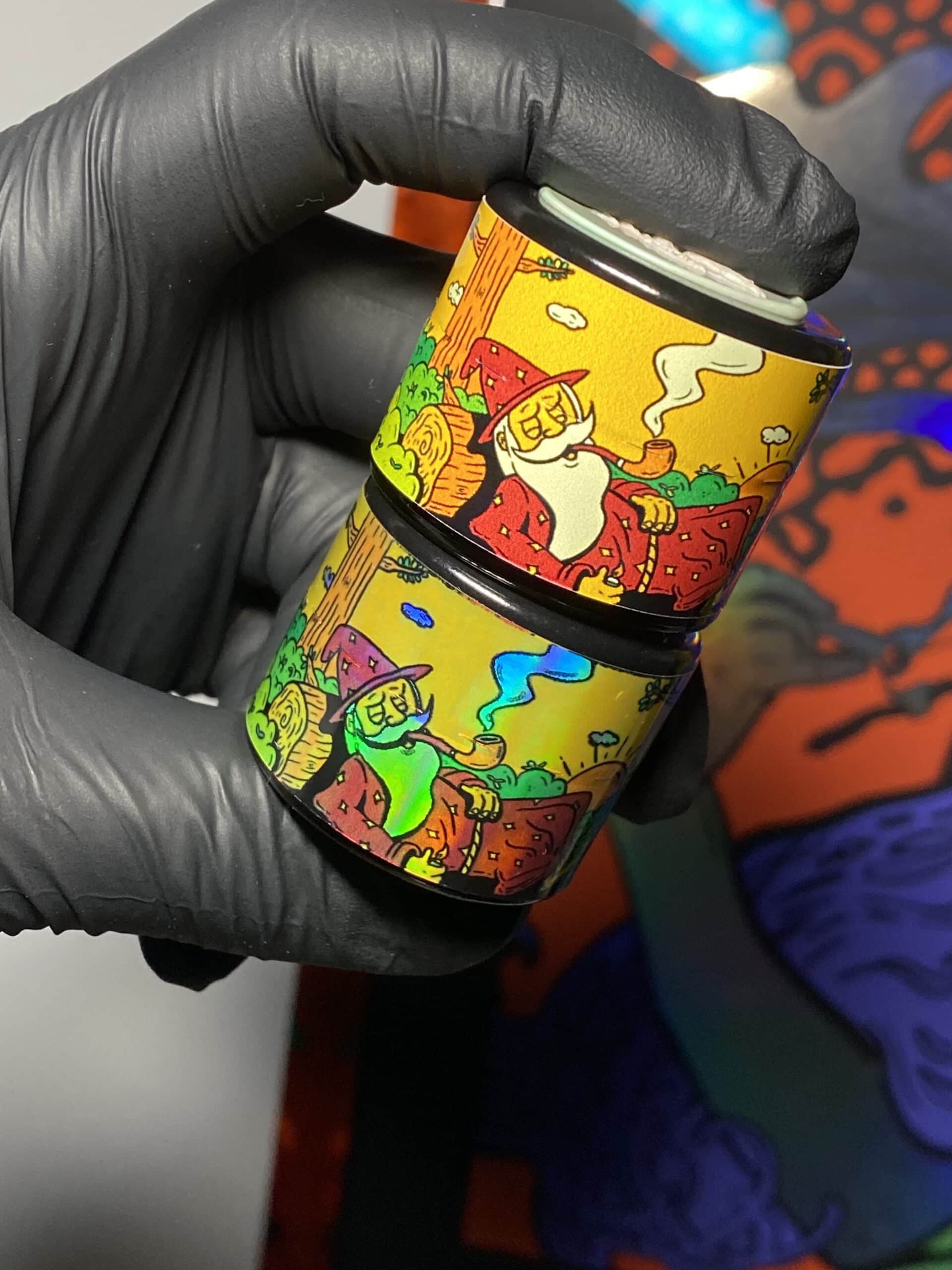 Rosin jar labels by stuffed brain