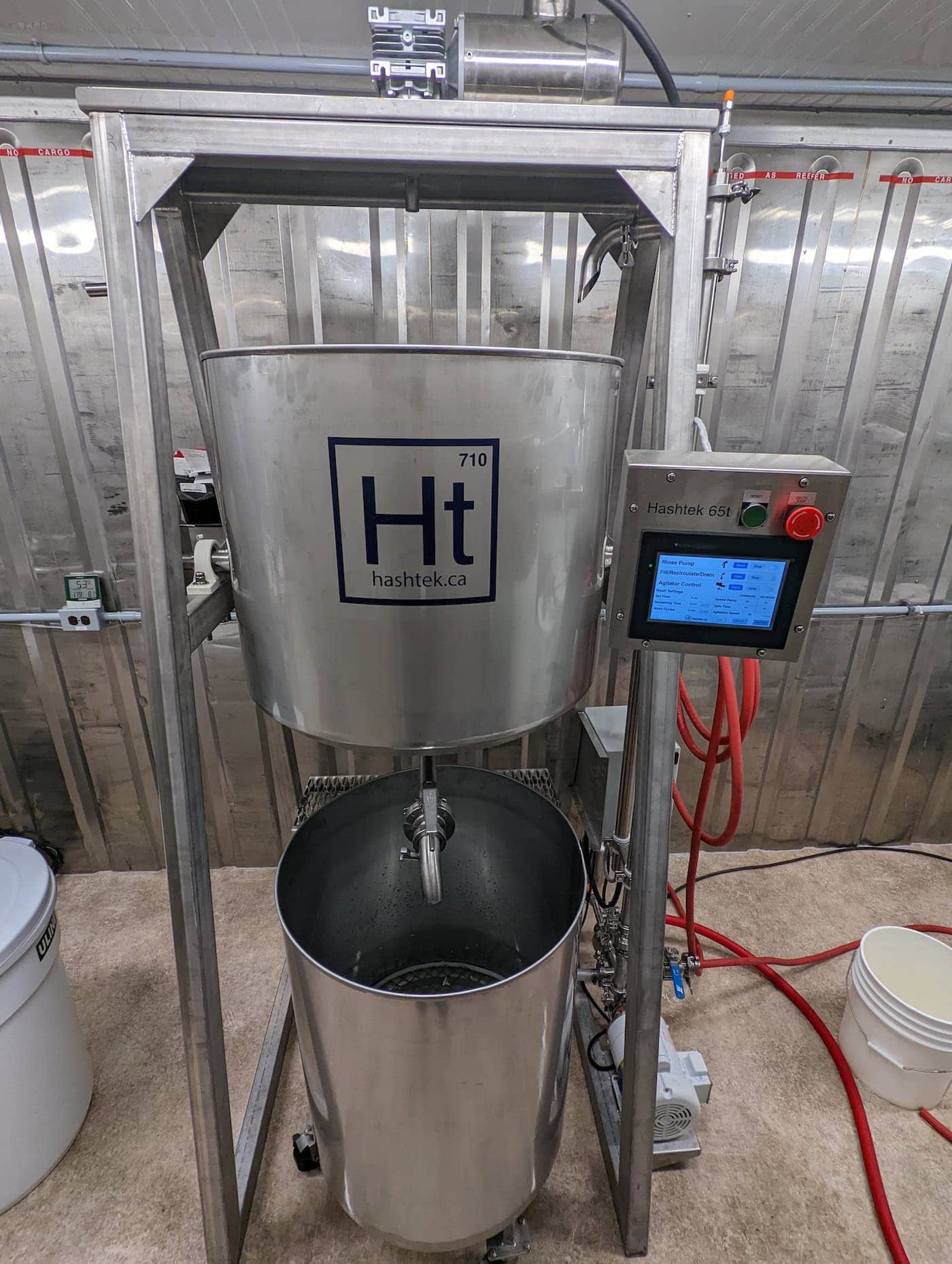 A Hashtek 85t extraction system operating in a hash lab